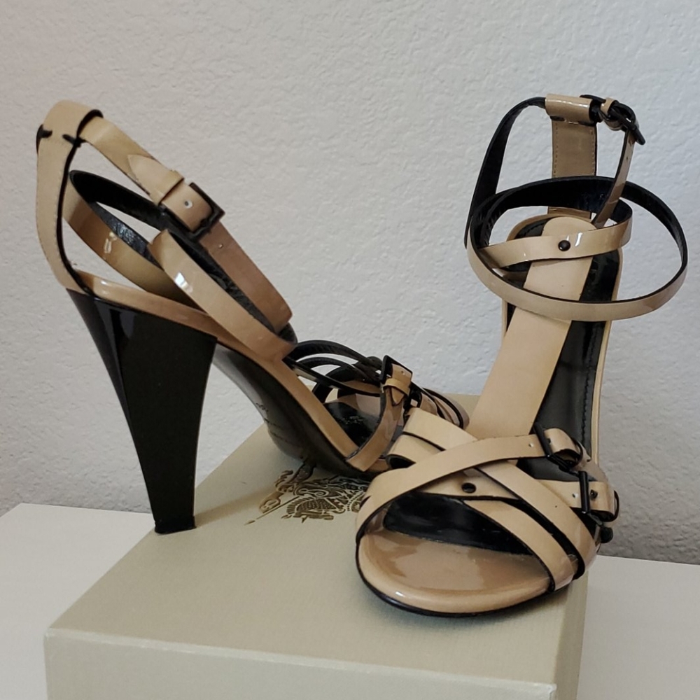 EUC Burberry Patent Leather strappy sandal heels